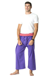Unisex Pinstripe Thai Fisherman Pants in Purple