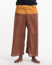 Unisex Two Tone Pinstripe Thai Fisherman Pants in Brown