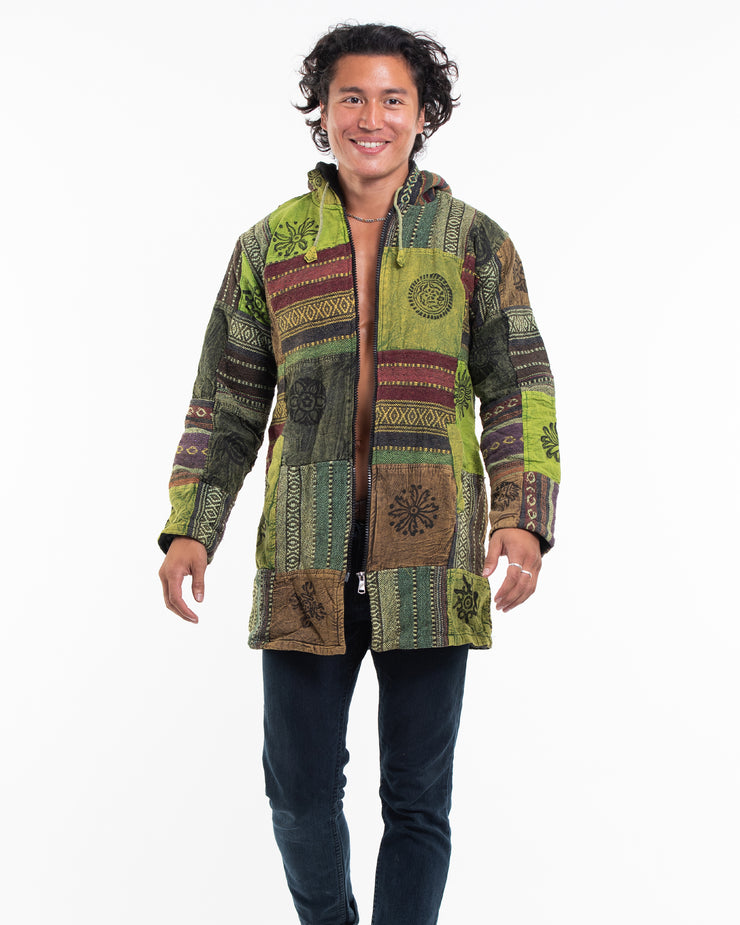 Patchwork Stone Washed Cotton Jacket in Green 02