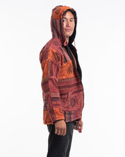 Patchwork Stone Washed Cotton Jacket in Brick 01