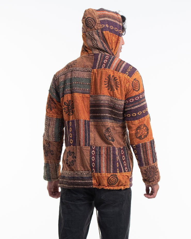 Patchwork Stone Washed Cotton Jacket in Brown 01