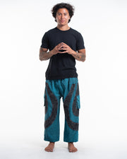 Unisex Patchwork Stone Washed Cargo Cotton Pants in Blue 04