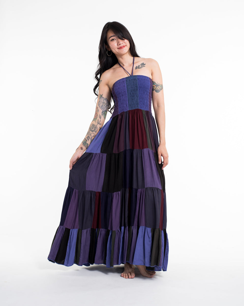 purple patchwork dress Patchwork Floral Paisley Maxi Dress