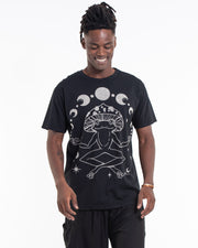 Unisex Mushroom Frog Cotton T-Shirt in Black
