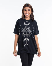 Unisex Sun Moon Cotton T-Shirt in Black