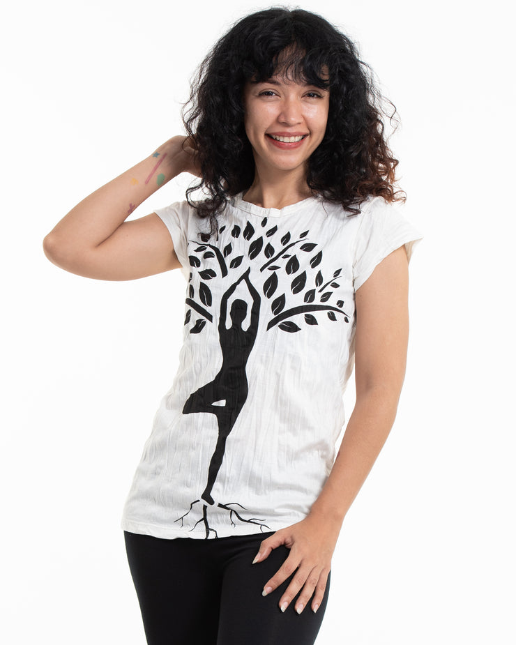 Womens Yoga Tree of Life T-Shirt in White