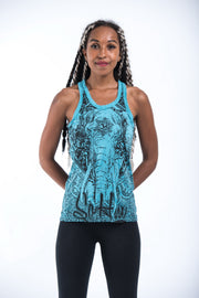 Womens Wild Elephant Tank Top in Turquoise
