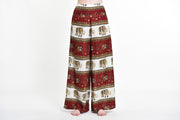Womens Elephant Bliss Palazzo Pants in Red