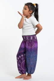 Tribal Chakras Kids Harem Pants in Purple