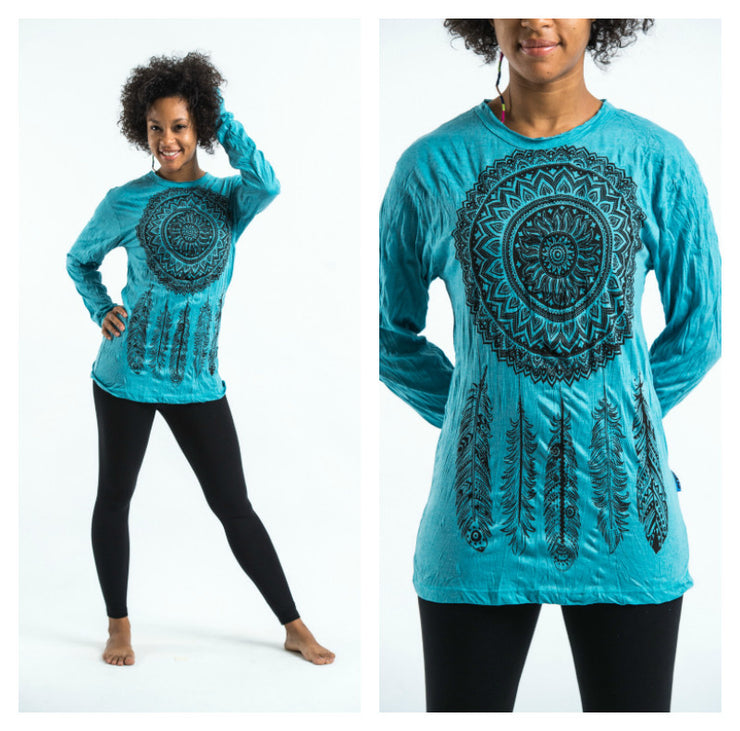 Unisex Dreamcatcher Long Sleeve T-Shirt in Turquoise