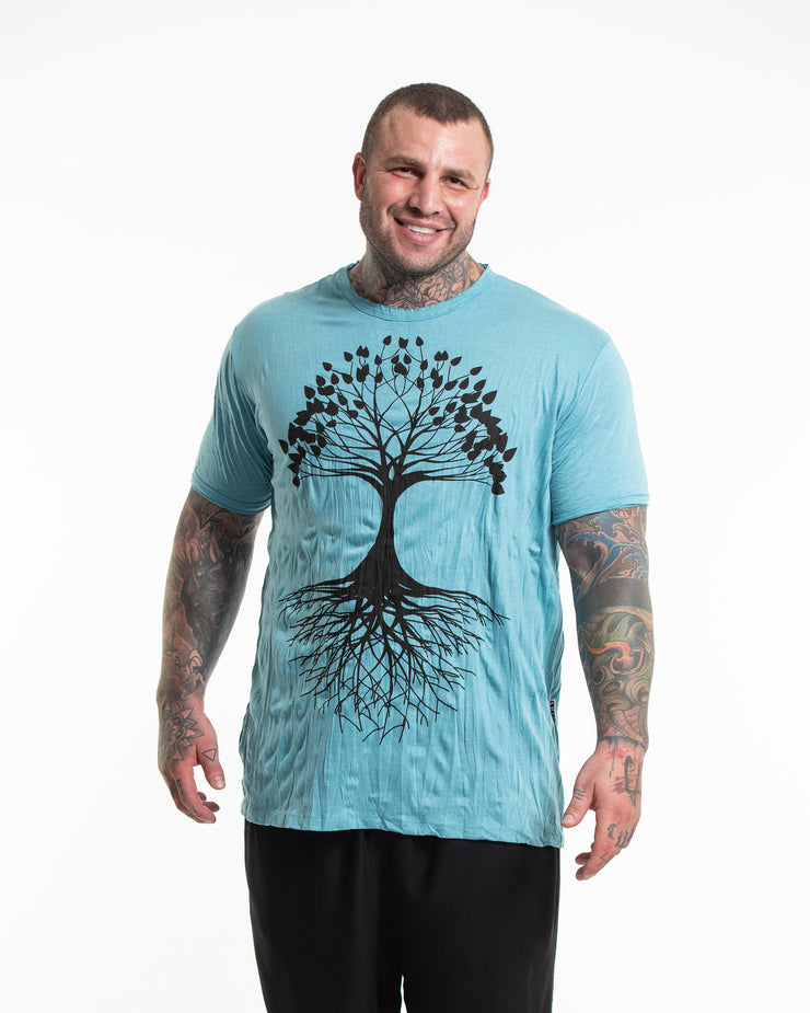 Plus Size Mens Tree of Life T-Shirt in Turquoise