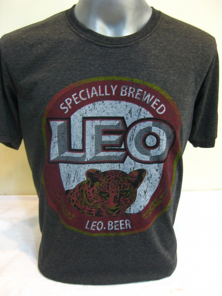 Vintage Style Leo Beer T-Shirt in Black