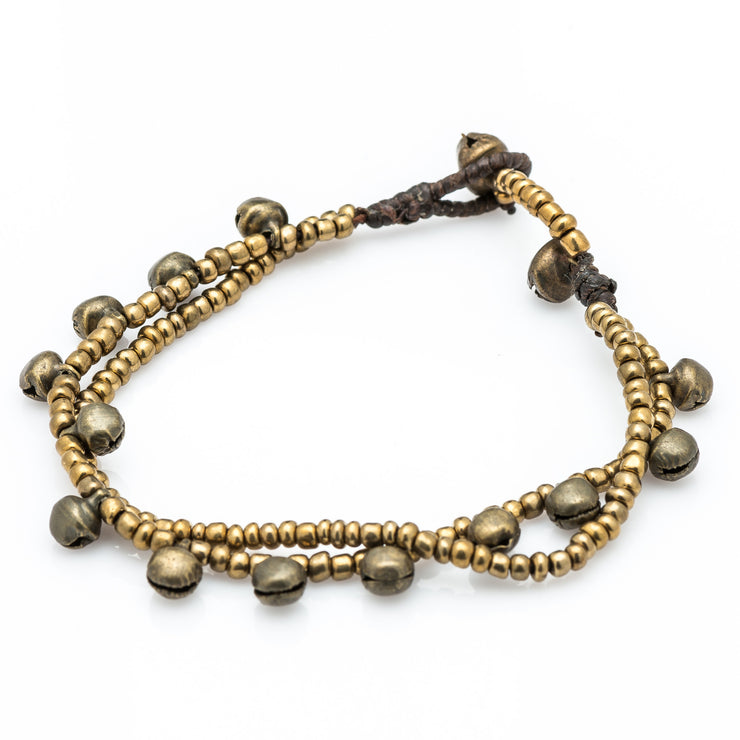 Brass Beads Bracelet with Brass Bells in Brass