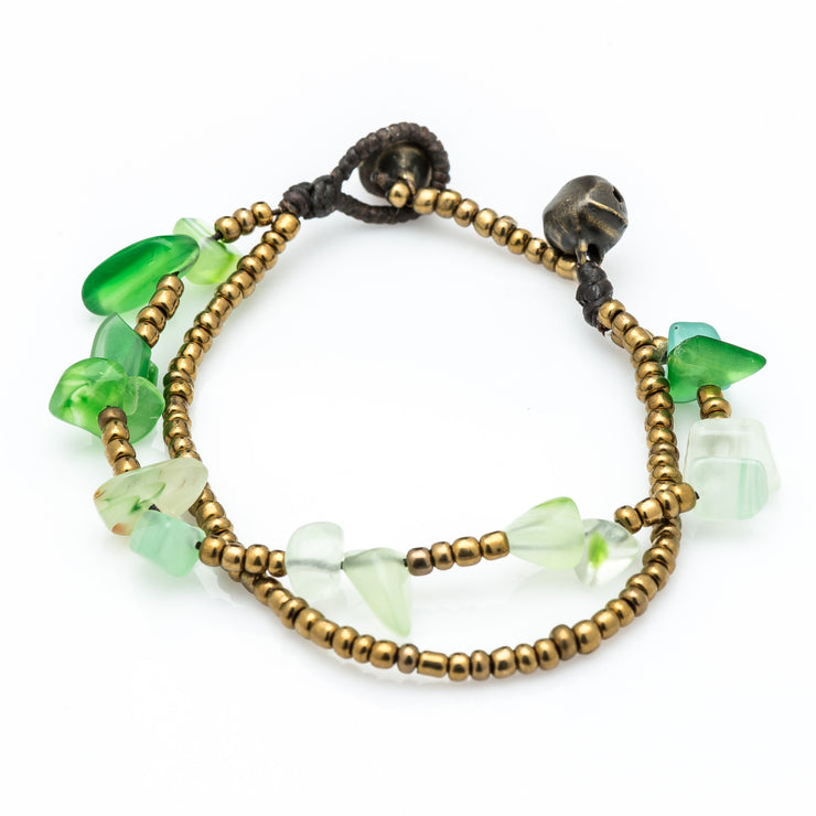 Brass Beads Bracelet with Aventurine Stones