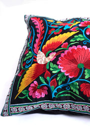 Hmong Hill Tribe Embroidered Bird and Flowers Pillowcase in Multi