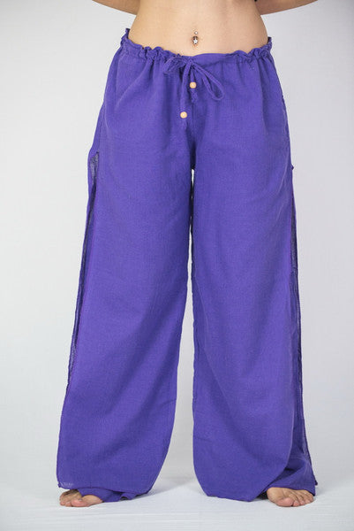 Womens Solid Color Double Layered Palazzo Pants in Purple