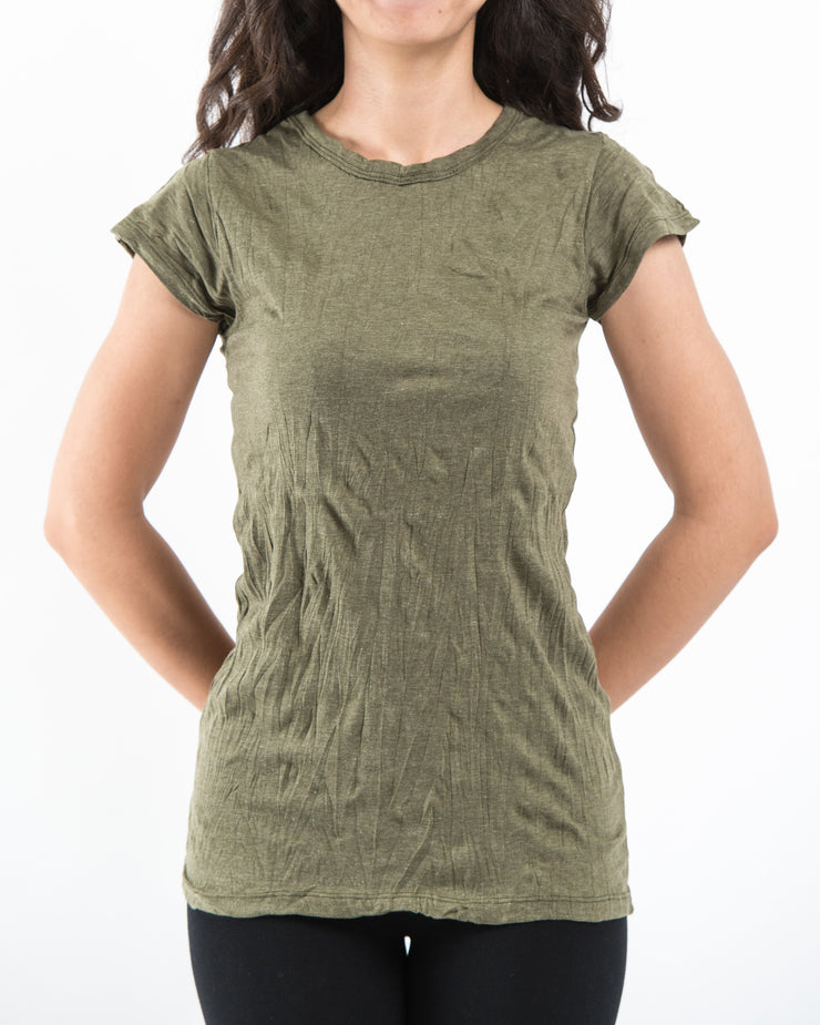 Womens Solid Color T-Shirt in Green