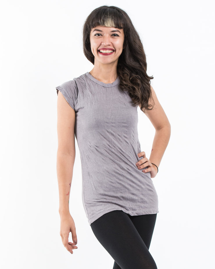Womens Solid Color T-Shirt in Gray