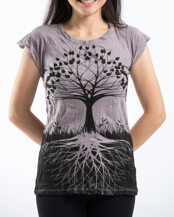 Womens Tree of Life T-Shirt in Gray