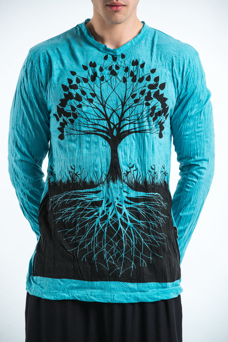 Unisex Tree of Life Long Sleeve T-Shirt in Turquoise