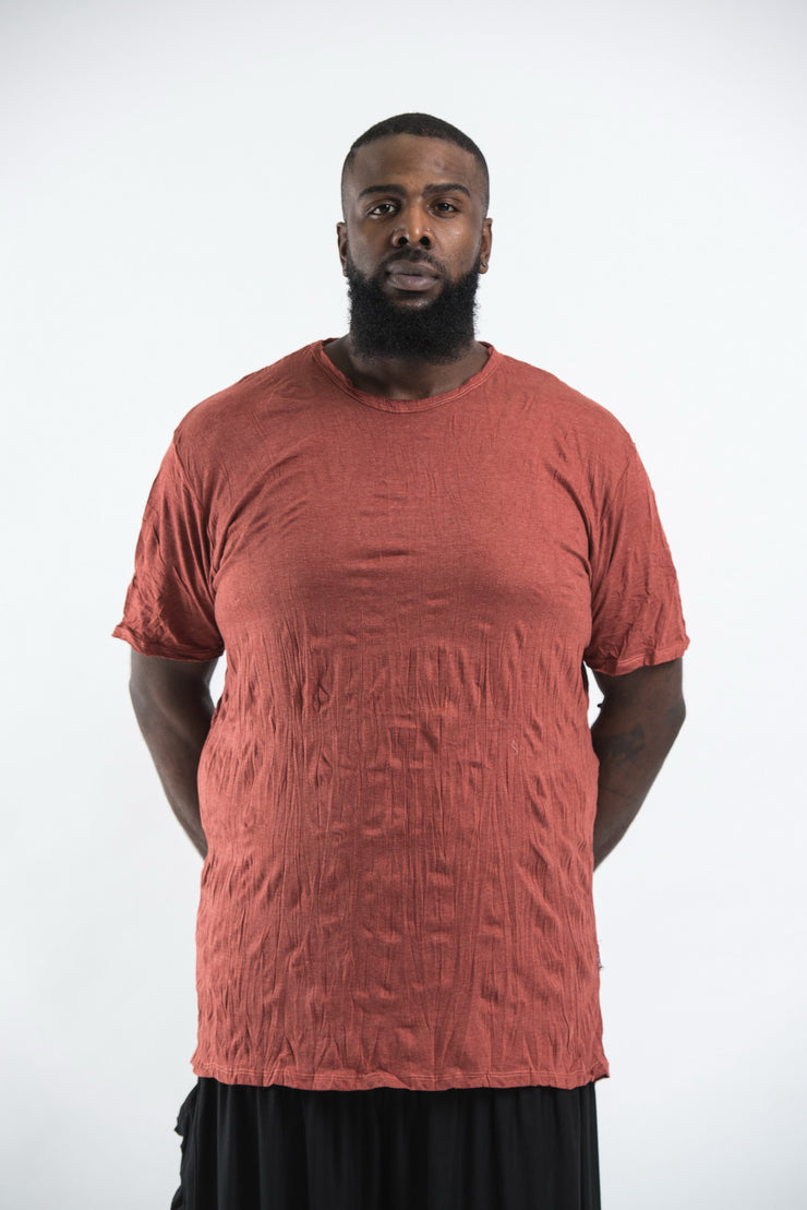 Plus Size Mens Solid Color T-Shirt in Brick