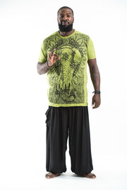 Plus Size Mens Wild Elephant T-Shirt in Lime