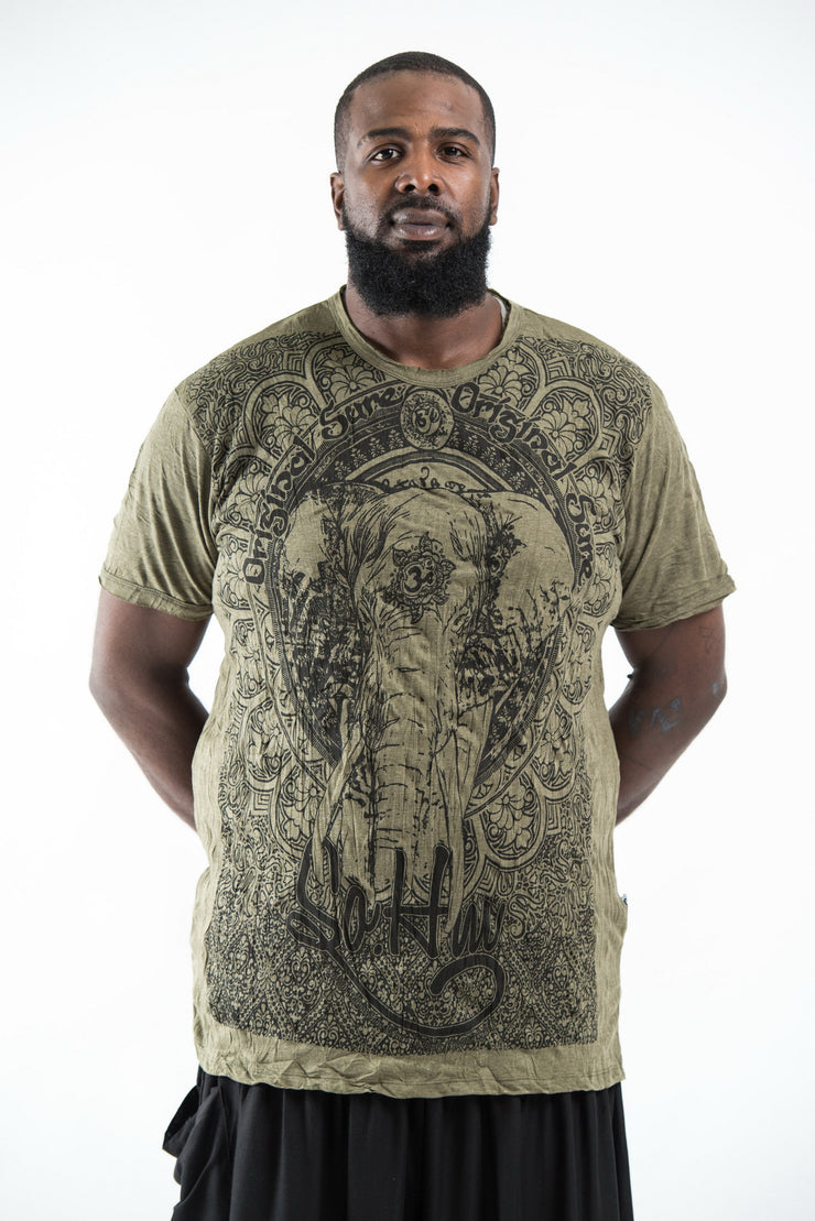 Plus Size Mens Wild Elephant T-Shirt in Green