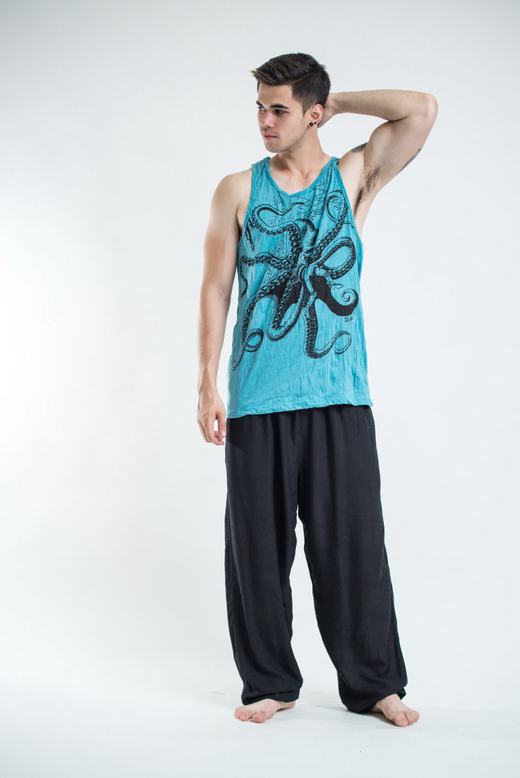 Mens Octopus Tank Top in Turquoise