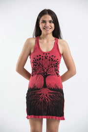 Womens Tree of Life Tank Dress in Red
