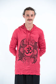 Unisex Om and Koi Fish Hoodie in Red