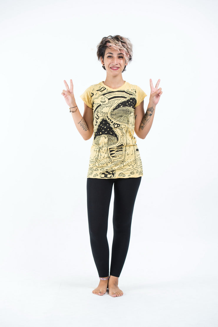 Womens Magic Mushroom T-Shirt in Yellow