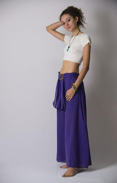 Womens Solid Color Palazzo Pants in Violet