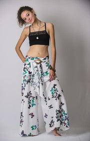 Womens Butterfly Palazzo Pants in Turquoise