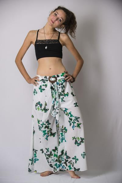 Womens Butterfly Palazzo Pants in Green