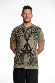 Mens Om Meditation Tree T-Shirt in Green