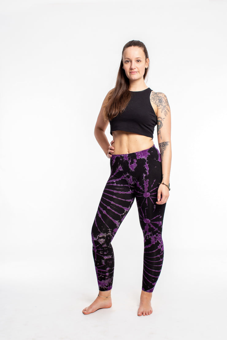 Womens Tie Dye Yoga Leggings in Purple