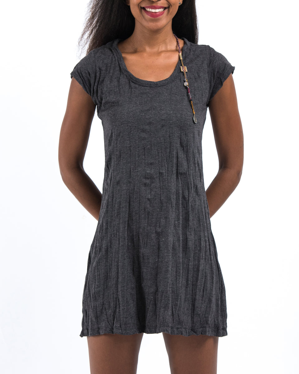 Sure Design Womens Solid Color Dress in Black XL / Black