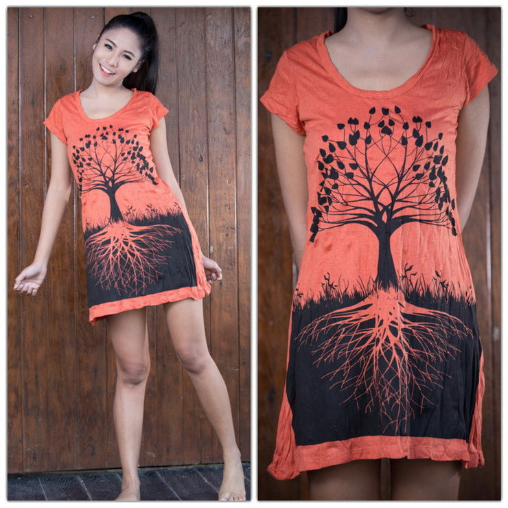 Womens Tree of Life Dress in Orange