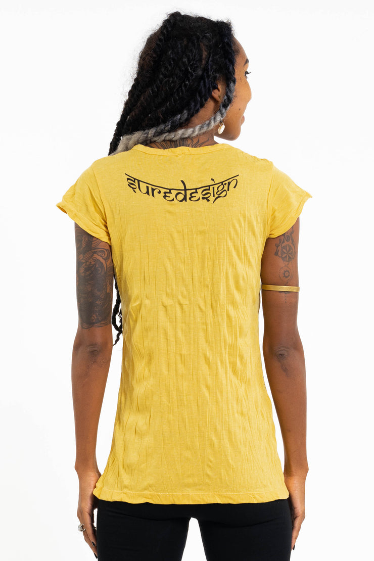 Womens Sunflower Skull T-Shirt in Yellow