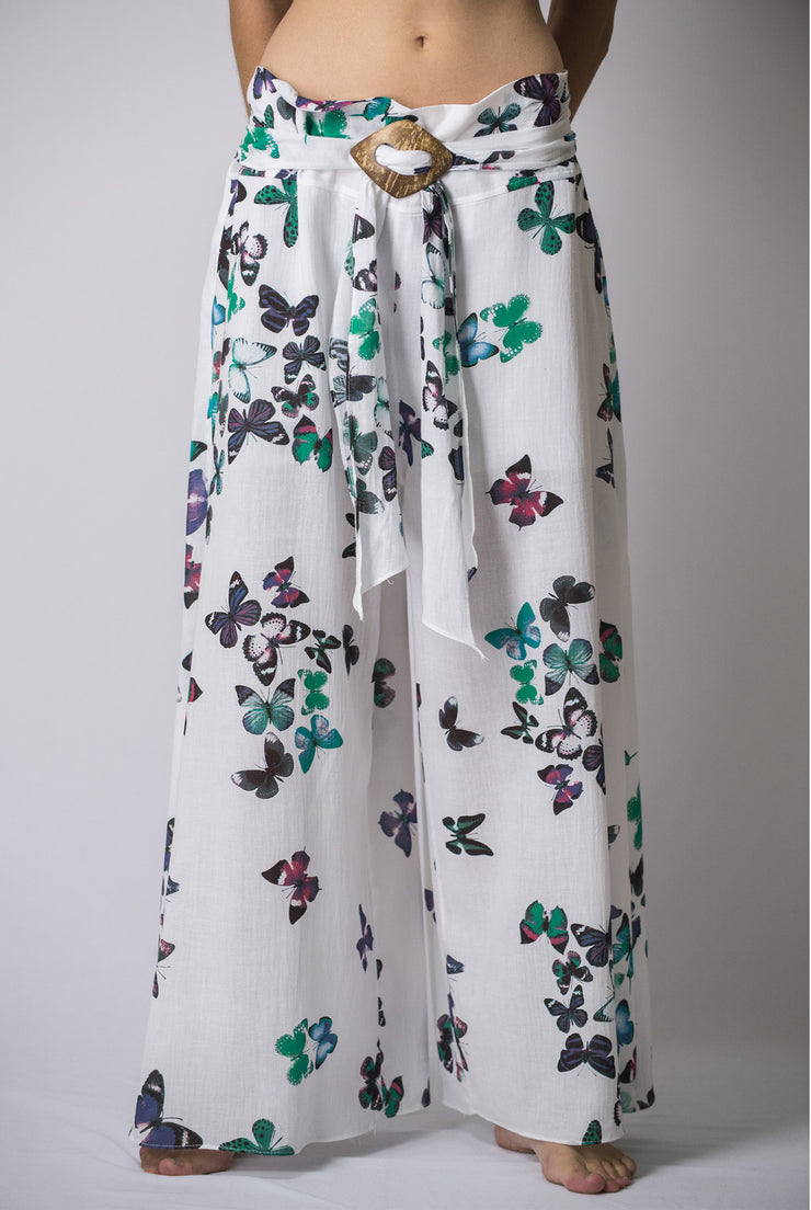 Womens Butterfly Palazzo Pants in Turquoise
