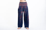 Unisex Peacock Feathers Harem Pants in Blue
