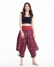 Clovers Thai Hill Tribe Fabric Harem Pants with Ankle Straps in Maroon