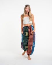 Unisex Patchwork Thai Hill Tribe Fabric Cotton Pants in Multi