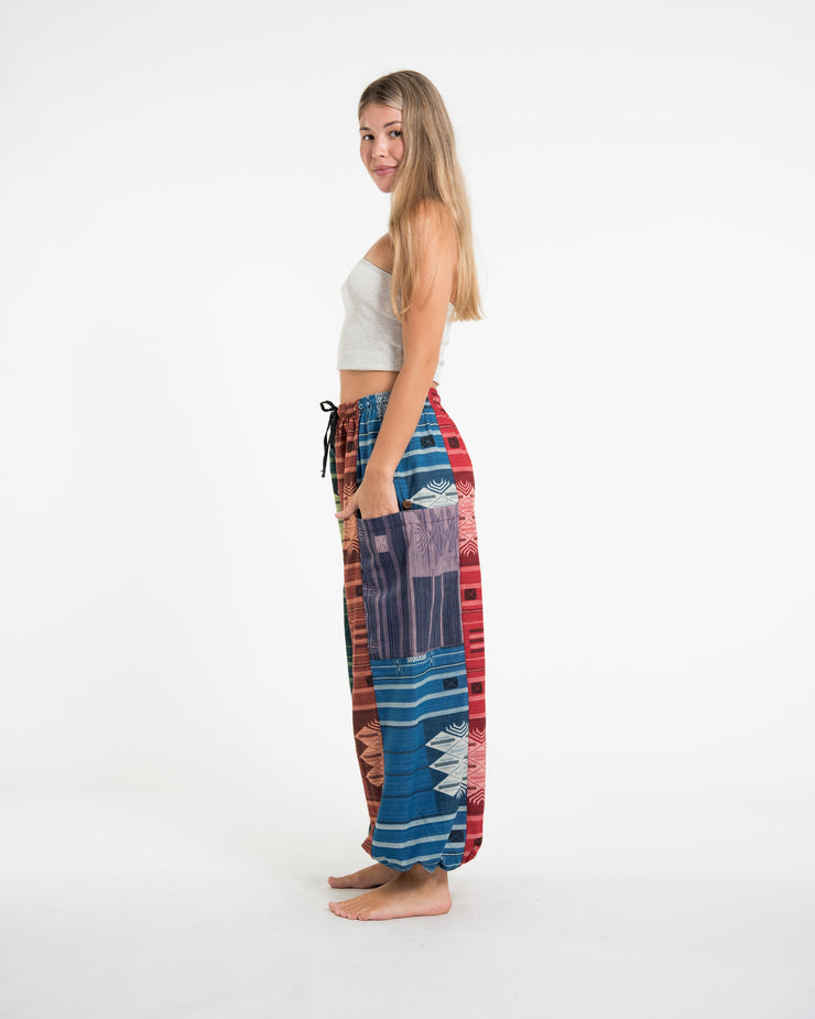 Unisex Patchwork Thai Hill Tribe Fabric Cotton Pants in Multi