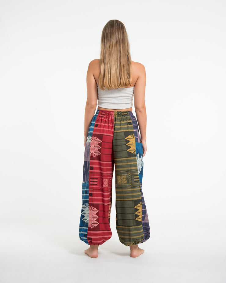 Unisex Patchwork Thai Hill Tribe Fabric Cotton Pants in Multi