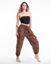 Unisex Patchwork Stone Washed Cargo Cotton Pants in Brown 07