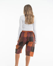 Unisex Patchwork Stone Washed Cargo Cotton Shorts in Brown 01