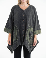 Unisex Spiral Stonewashed Tunic Top in Black