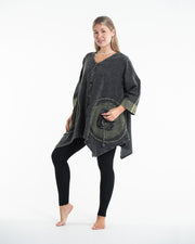 Unisex Spiral Stonewashed Tunic Top in Black