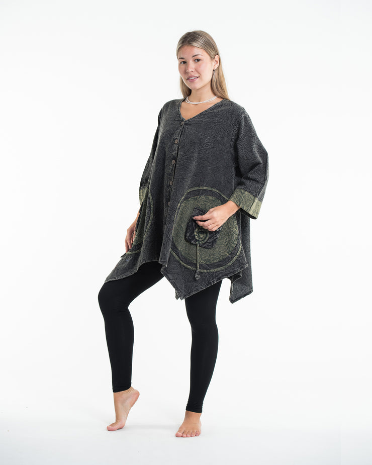 Unisex Spiral Stonewashed Tunic Top in Black